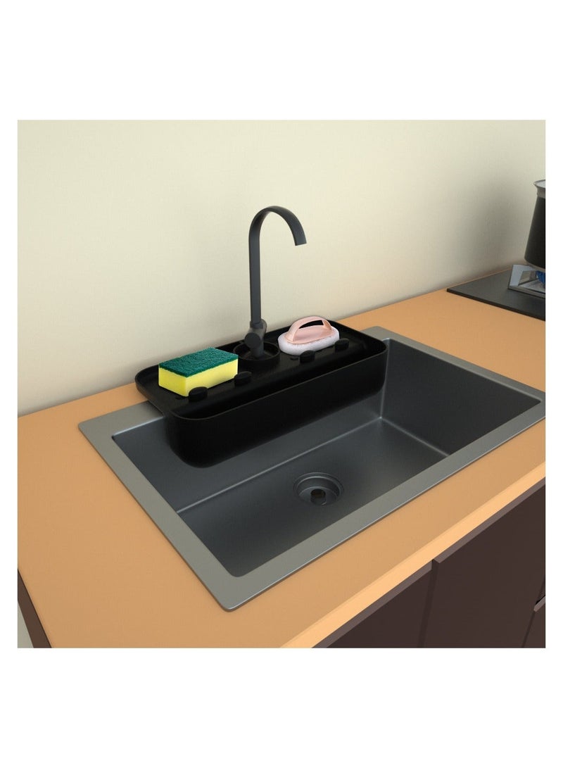 Kitchen Sink Splash Guard, Silicone Faucet Handle Drip Catcher Tray, Kitchen Sponge Holder Faucet Absorbent Sink Protectors Mat, Dish Soap Sponge Holder for Kitchen Bathroom Sink Accessories  - Image 2