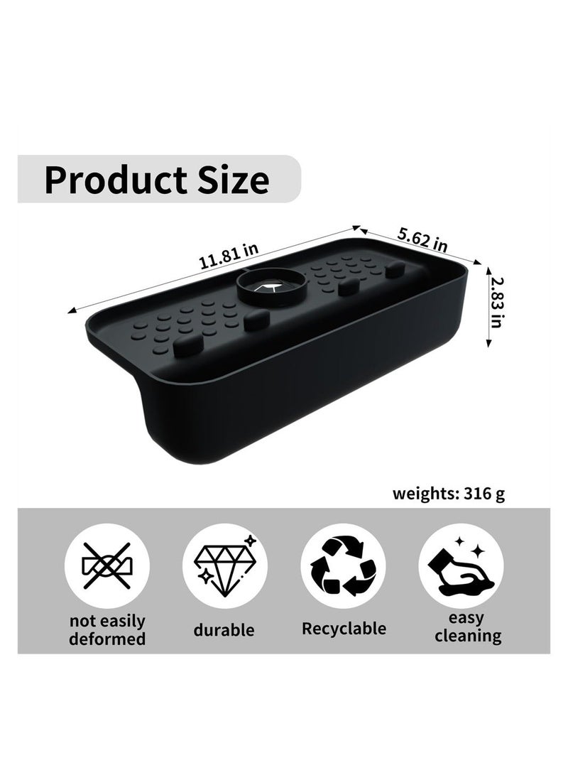 Kitchen Sink Splash Guard, Silicone Faucet Handle Drip Catcher Tray, Kitchen Sponge Holder Faucet Absorbent Sink Protectors Mat, Dish Soap Sponge Holder for Kitchen Bathroom Sink Accessories  - Image 3