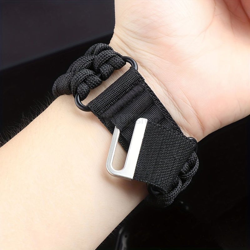 حزام ساعة رياضي خارجي من النايلون المضفر يدويًا مع مشبك من النايلون C متوافق مع ساعة Apple Watch Ultra Series 11 10 9 8 7 6 SE 5 4 3 2 1 بمقاسات 49 مم، 46 مم، 45 مم، 44 مم، 42 مم، 41 مم، 40 مم، 38 مم - اللون الأخضر لمقاسات 38 و40 و41 مم - Image 4