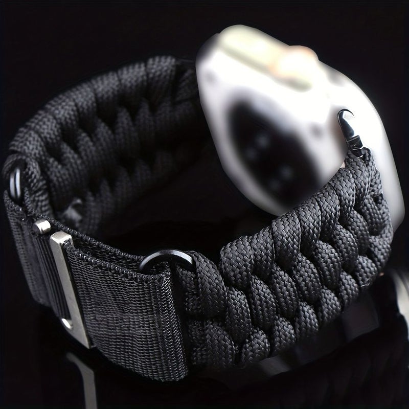 حزام ساعة رياضي خارجي من النايلون المضفر يدويًا مع مشبك من النايلون C متوافق مع ساعة Apple Watch Ultra Series 11 10 9 8 7 6 SE 5 4 3 2 1 بمقاسات 49 مم، 46 مم، 45 مم، 44 مم، 42 مم، 41 مم، 40 مم، 38 مم - اللون الأخضر لمقاسات 38 و40 و41 مم - Image 1