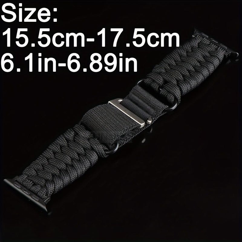 حزام ساعة رياضي خارجي من النايلون المضفر يدويًا مع مشبك من النايلون C متوافق مع ساعة Apple Watch Ultra Series 11 10 9 8 7 6 SE 5 4 3 2 1 بمقاسات 49 مم، 46 مم، 45 مم، 44 مم، 42 مم، 41 مم، 40 مم، 38 مم - اللون الأخضر لمقاسات 38 و40 و41 مم - Image 2