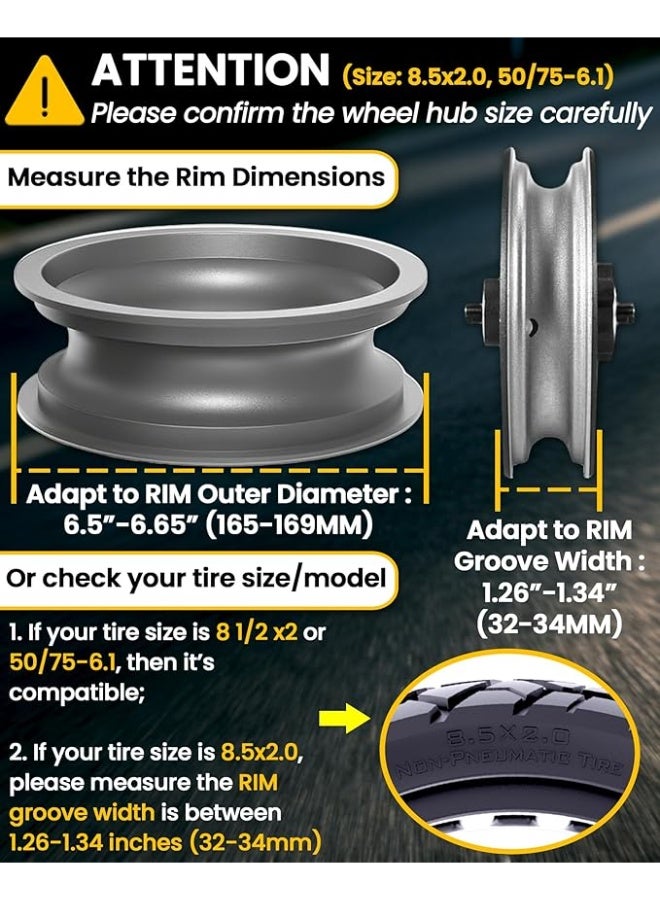 Arabest 8.5 Inch Electric Scooter Solid Tire, Puncture-Proof Replacement Wheel for Xiaomi M365/Segway Ninebot, Non-Slip Rubber for Urban Commuting & Daily Rides, for Scooter Owners, Commuters & Maintenance Enthusiasts - Image 2