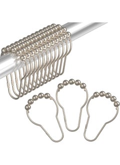 Amazer Amazer Decorative Shower Curtain Hooks, Shower Curtain Hooks Rust Proof Stainless Steel Shower Curtain Hooks, Shower Hooks for Shower Curtain Bathroom 12PCS, Matte Nickel  - Image 1