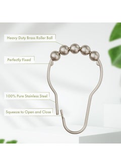 Amazer Amazer Decorative Shower Curtain Hooks, Shower Curtain Hooks Rust Proof Stainless Steel Shower Curtain Hooks, Shower Hooks for Shower Curtain Bathroom 12PCS, Matte Nickel  - Image 4