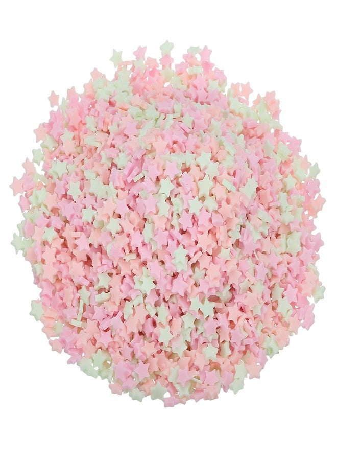 MECCANIXITY Fake Sprinkles, 100G Star Resin Fake Candy Sugar Faux Sprinkles Polymer Clay Slices for Nail Art DIY Crafts Cake Dessert Phone Case Shaker Card Filler, Green/Pink/Light Pink - Image 1