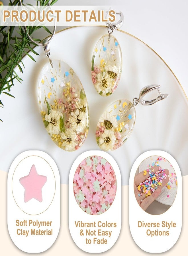 MECCANIXITY Fake Sprinkles, 100G Star Resin Fake Candy Sugar Faux Sprinkles Polymer Clay Slices for Nail Art DIY Crafts Cake Dessert Phone Case Shaker Card Filler, Green/Pink/Light Pink - Image 3