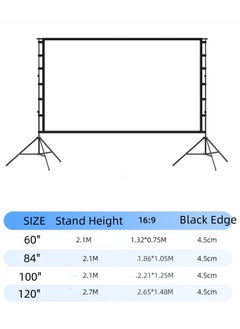 JCB CHIC Projector Screen with Stand 100 Inch upgrade Portable Projection Screen, 16:9 4K HD Projection Movie Screen for Indoor Our Home Theater Backyard Backyard Cinema Travel  - Image 2