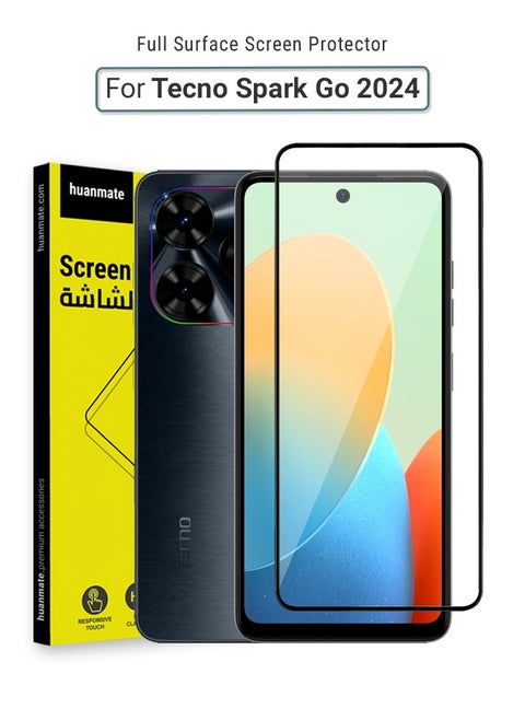 Tecno Spark Go 2024 Screen Protector – Premium Edge to Edge Tempered Glass, High Transparency, Delicate Touch, Anti-Explosion, Smooth Arc Edges, Easy Installation