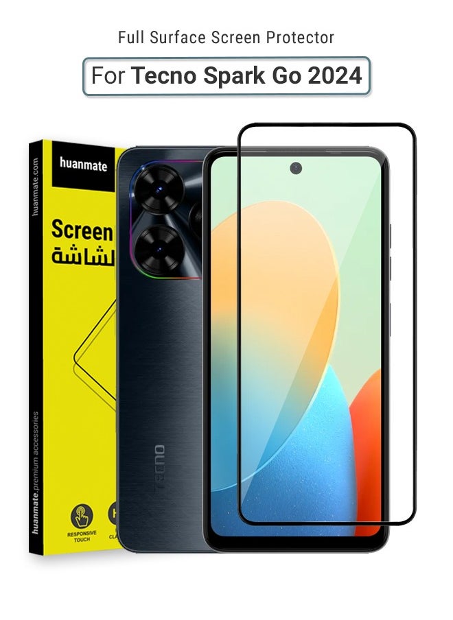 huanmate - Tecno Spark Go 2024 Screen Protector – Premium Edge to Edge Tempered Glass, High Transparency, Delicate Touch, Anti-Explosion, Smooth Arc Edges, Easy Installation - Image 1