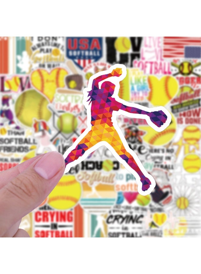 50 Pieces Softball Stickers Soft Ball Vinyl Stickers for Water Bottle Helmet Laptop Phone Softball Gifts Party Favors Sport Sticker Soft Ball Decorations for Teens - Image 3