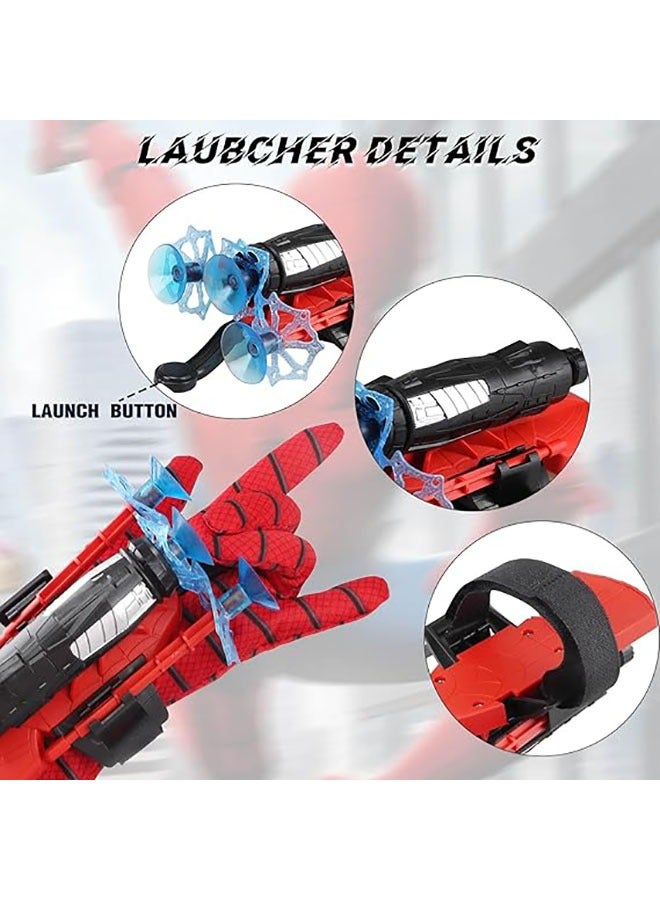 يلا جوي الأطفال في نهاية المطاف سبايدرمان ملابس - بطل السوبر اطلاق النار على الانترنت قفازات ، أدى مضيئة أقنعة الوجه ، عباءة ، أقنعة العين - بطل السوبر مغامرة هدية الإبداعية مجموعة كاملة من لعب الأدوار - Image 2