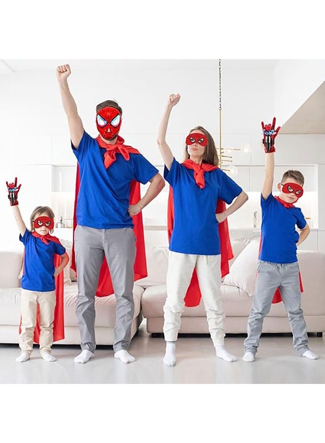 يلا جوي الأطفال في نهاية المطاف سبايدرمان ملابس - بطل السوبر اطلاق النار على الانترنت قفازات ، أدى مضيئة أقنعة الوجه ، عباءة ، أقنعة العين - بطل السوبر مغامرة هدية الإبداعية مجموعة كاملة من لعب الأدوار - Image 5