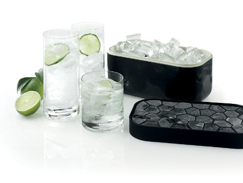 Lekue Lékué Ice Box | Ice Cube Tray For Freezer With Lid & Bin | Made With 100 Percent Platinum Silicone | Elegant And Retro Style Ice Cubes | For Cocktails, Ice Tea & Coffee And More | Black - Image 1