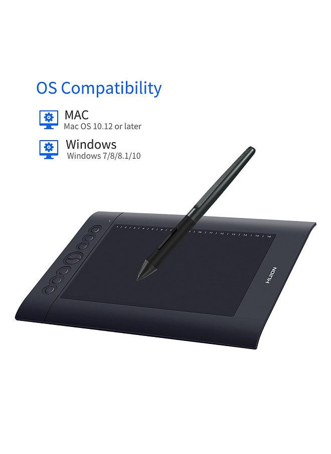 H610 Pro V2 10x6.25 Inch Professional Graphics Drawing Tablet Signature Pad Board with 8 Express Keys 16 Soft Keys 8192 Levels Battery-Free Stylus