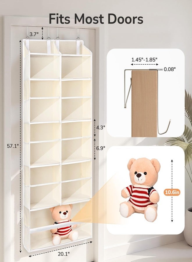 ULG Over the Door Organizer, 5-Tier Hanging Storage with Clear Windows, 19 Pockets for Closet, Pantry, Bathroom & Nursery Doors, Extra Large Storage Space with 4 Hooks, Easy to Install, Beige, 1-Pack - Image 2