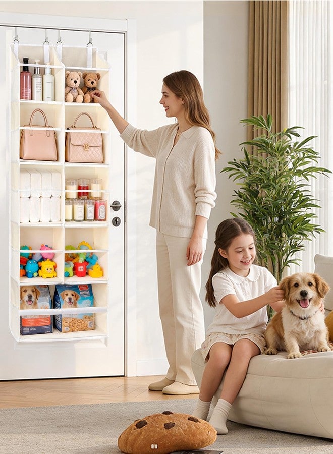 ULG Over the Door Organizer, 5-Tier Hanging Storage with Clear Windows, 19 Pockets for Closet, Pantry, Bathroom & Nursery Doors, Extra Large Storage Space with 4 Hooks, Easy to Install, Beige, 1-Pack - Image 5