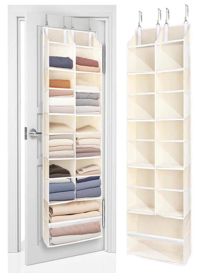 ULG Over the Door Organizer, 5-Tier Hanging Storage with Clear Windows, 19 Pockets for Closet, Pantry, Bathroom & Nursery Doors, Extra Large Storage Space with 4 Hooks, Easy to Install, Beige, 1-Pack - Image 1
