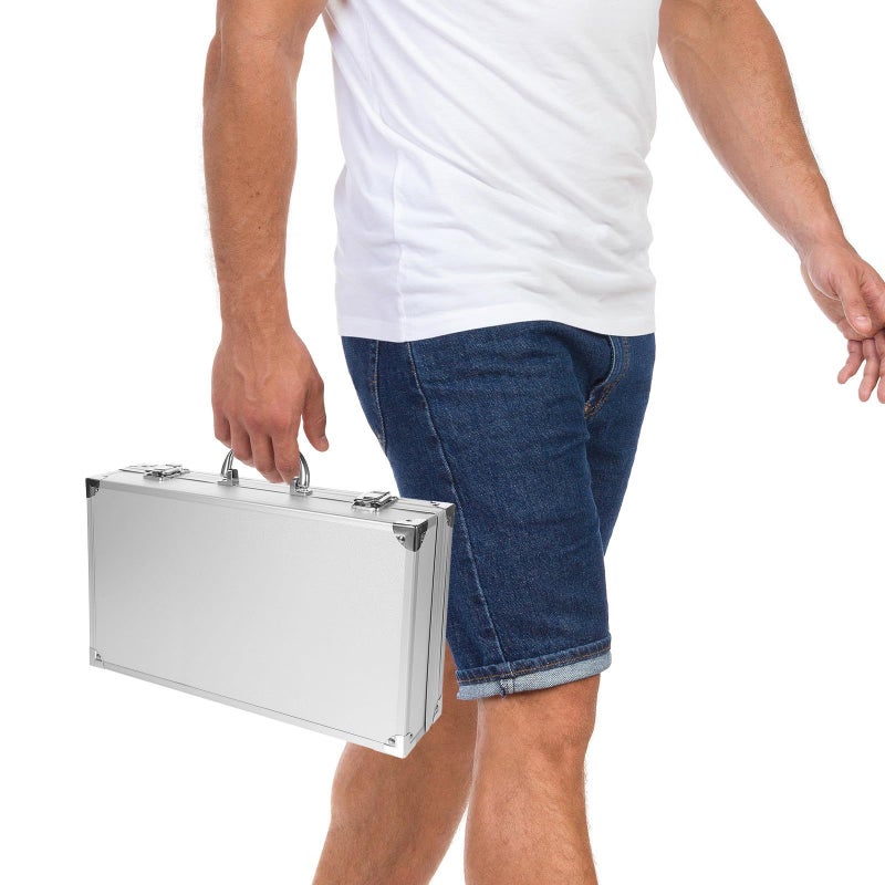 White Aluminum Alloy Toolbox With Lock Portable Organizer For Tools Medicine Travel 35x19x6 5cm - Image 5