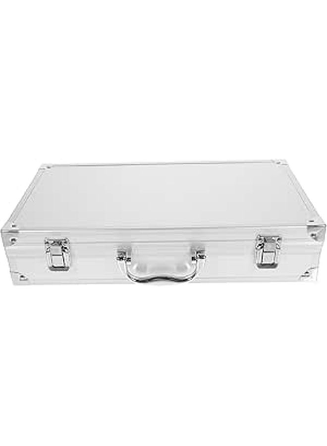 White Aluminum Alloy Toolbox With Lock Portable Organizer For Tools Medicine Travel 35x19x6 5cm - Image 1