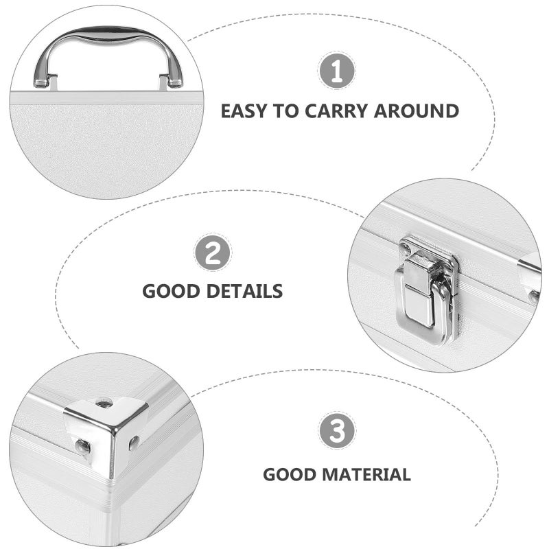 White Aluminum Alloy Toolbox With Lock Portable Organizer For Tools Medicine Travel 35x19x6 5cm - Image 4