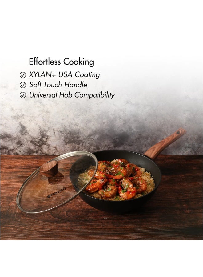 Fukuro Kanzen Forged Non-Stick Wok Pan With Lid (30cm) - Image 3