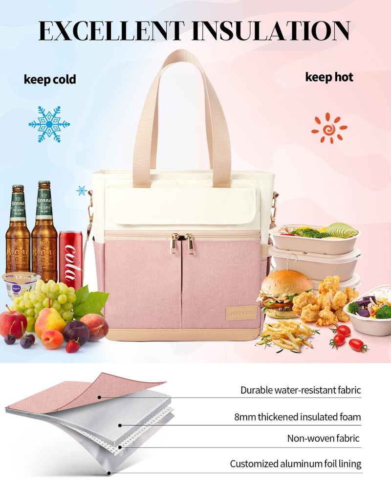 JOYHILL Lunch Bag for Women, Lunch Tote Leakproof Insulated Lunch Box with Shoulder Strap, Adult Reusable Lunch Cooler Tote Bags for Work Picnic Camping Beach (E-GREEN) - Image 4