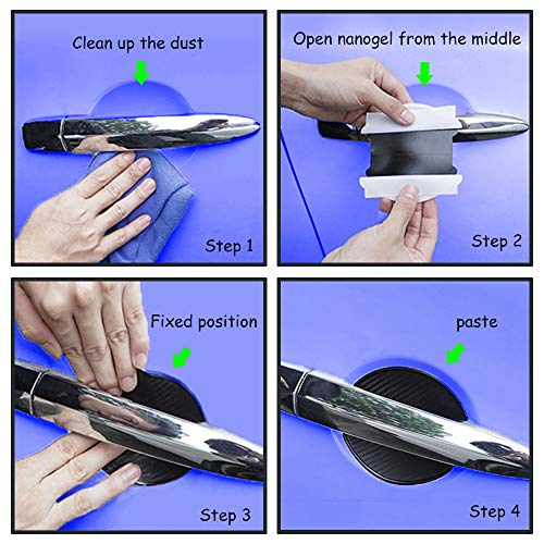 WORCAS 4Pcs Car Door Handle Protective Films,Universal 3D Carbon Fiber Car Door Handle Paint Protection Film for Grip Recesses(S) - Image 5