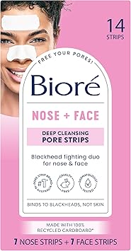 Biore Deep Cleansing Blackhead Remover Nose Strips and Face Pore Strips Combo Pack of 14 - Image 1