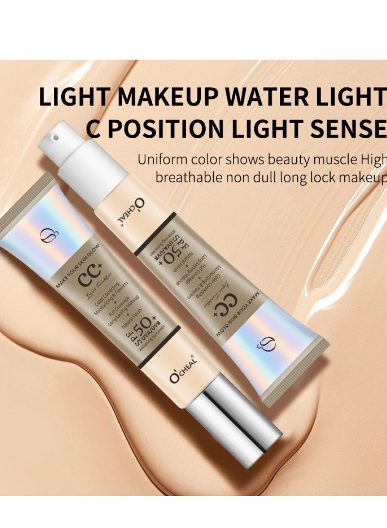 OCHEAL CC+ Color Correcting Cream, Full Coverage Foundation With SPF 50+ Whitening Sunscreen, Color Correcting And Brightening Face Cream, Skin Tone Adjusting CC Cream, Ivory - Image 4
