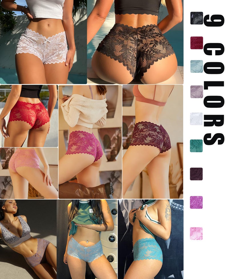 Knowyou Cheeky Underwear for Women Sexy V-Waist Bikini Panties Ladies Lace High Waist Short Underwear 5/10 Pack - Image 4