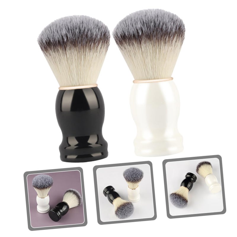 قطعتان فرشاة حلاقة بشعيرات ناعمة للعناية باللحية وأدوات الرغوة اليدوية - Image 4