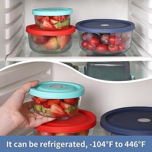 EuChoiz Replacement Lids for Pyrex 7200-PC 2 Cup, Silicone Round Storage Cover Lid for Anchor Hocking Glass Bowl 2 Pack with Date Mark Dark Blue - Image 5