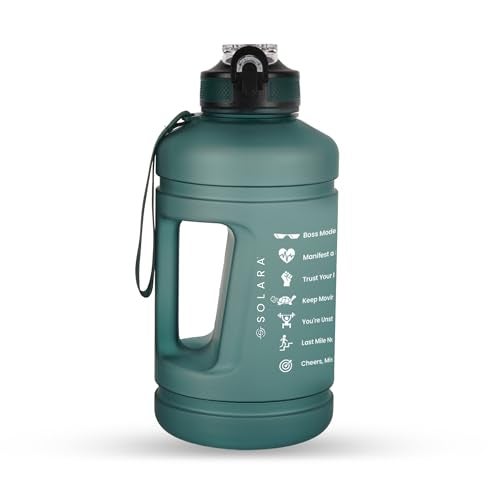 SOLARA Sipper Water Bottle for Adults 2.2 Litre with Motivational Time Marker, Leakproof Durable BPA Free Non-Toxic Tritan Water bottle for Gym, Home, Travel, Sports, Gifts and Office, Hunter Green - Image 1