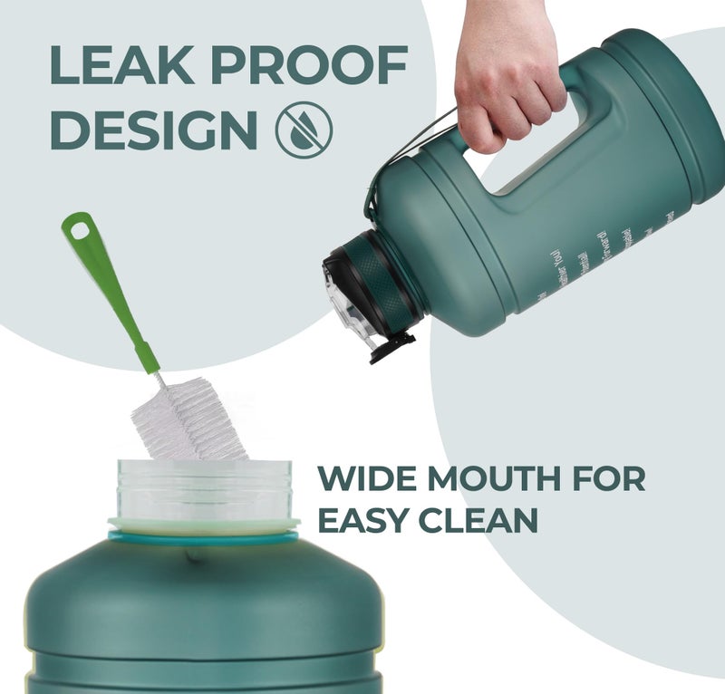 SOLARA Sipper Water Bottle for Adults 2.2 Litre with Motivational Time Marker, Leakproof Durable BPA Free Non-Toxic Tritan Water bottle for Gym, Home, Travel, Sports, Gifts and Office, Hunter Green - Image 5
