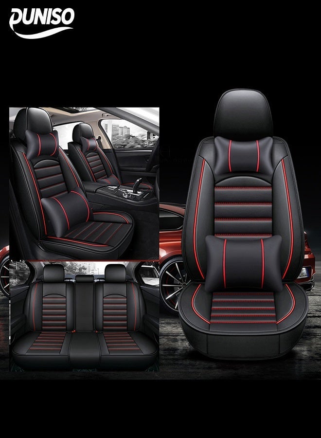DUNISO Car Seat Cover,Universal Fully Wrapped Seat Cushion, Artificial Leather Car Backrest Seat Cover, With Headrest and Cushion,Wear Resistant And Anti Slip, Suitable For All Seasons, Suitable For Most Car Seats - Image 1