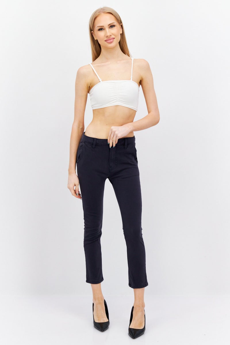 QUIKSILVER Women Slim Fit Solid Straight Leg Pants, Navy - Image 4