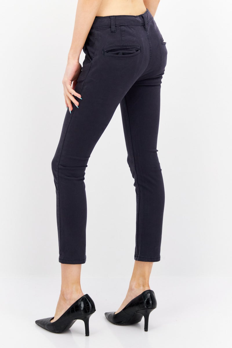QUIKSILVER Women Slim Fit Solid Straight Leg Pants, Navy - Image 2