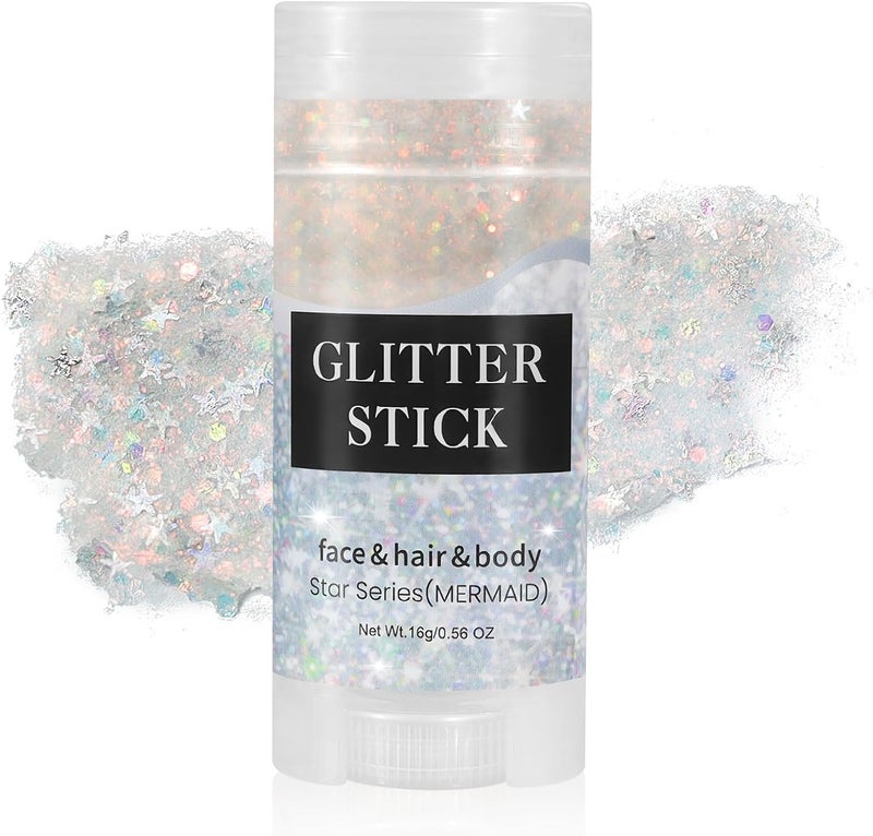 Go Ho Mermaid Body Glitter StickRotating Mermaid Face Glitter StickHolographic Glitters Makeup for FaceBodyHairEyeSparkling Festival Accessories for Women