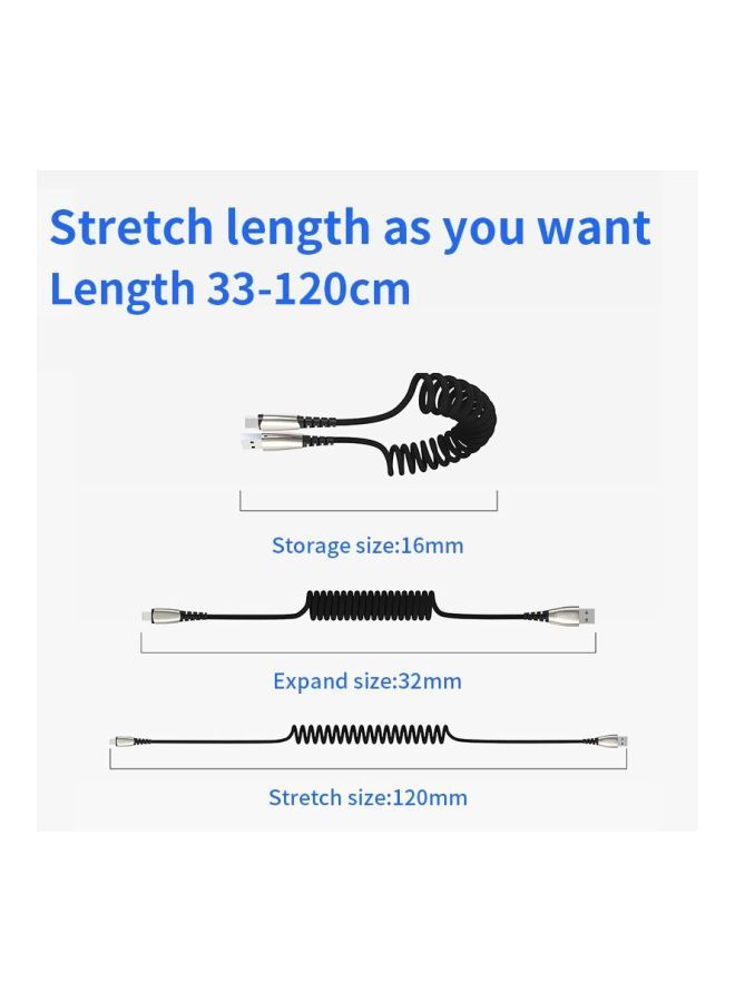 NIBEMINENT Waller Series USB-C To USB Type-C Spring Data Sync And Charging Cable Black - Image 3