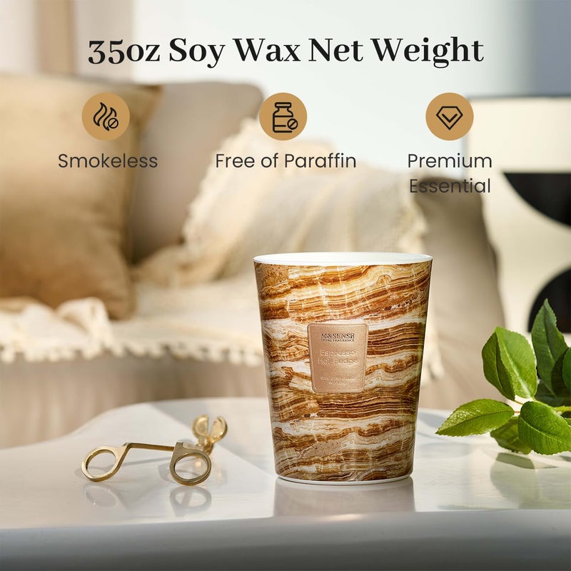M&Sense Espresshotfudge Scented Candles For Home  3-Wick Highly Scented Jar Candles  Extra Large Candle 35 Oz 150 Hours Long Lasting Burning  Relaxing Aromatherapy Candle For Stress Relief  Meditation - Image 4