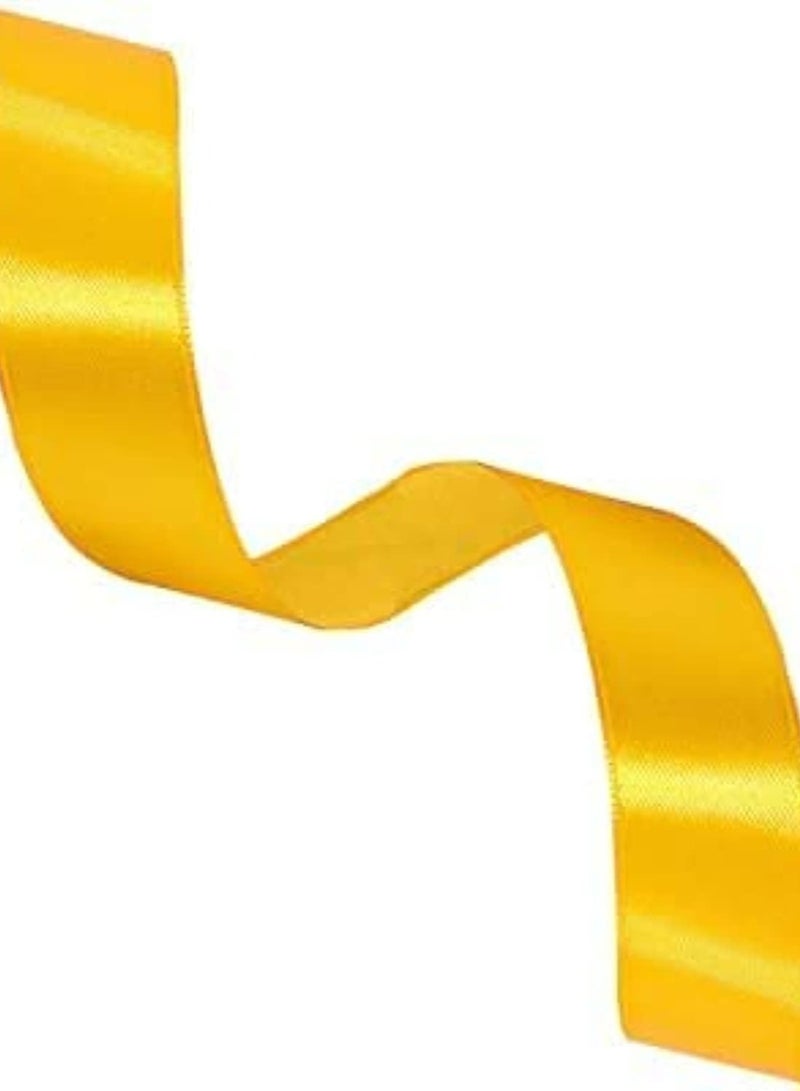 مارك شريط ساتان أصفر ذهبي مقاس 24 مم × 25 ياردة شريط بوليستر من القماش لتغليف الهدايا ومفضلات الحفلات وزينة الزفاف وصنع باقات ومشاريع الخياطة واللوازم الحرفية - Image 3