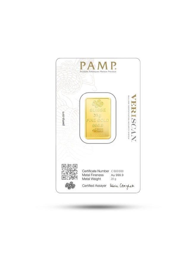بامب سبيكة ذهب سويسرية من عيار 24 قيراطًا، نقاء 999.9، وزن 20 غرامات، من نوع PAMP Queen Gold. - Image 2