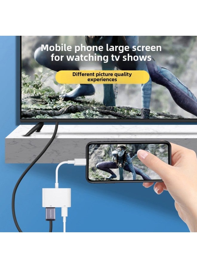 Suitable For Apple To HDMI Mobile Phone Same-screen Device Lighting Interface Projection Tv IPhone Hd Live Broadcast-Color: Apple (HDMI) Two-in-one Converter