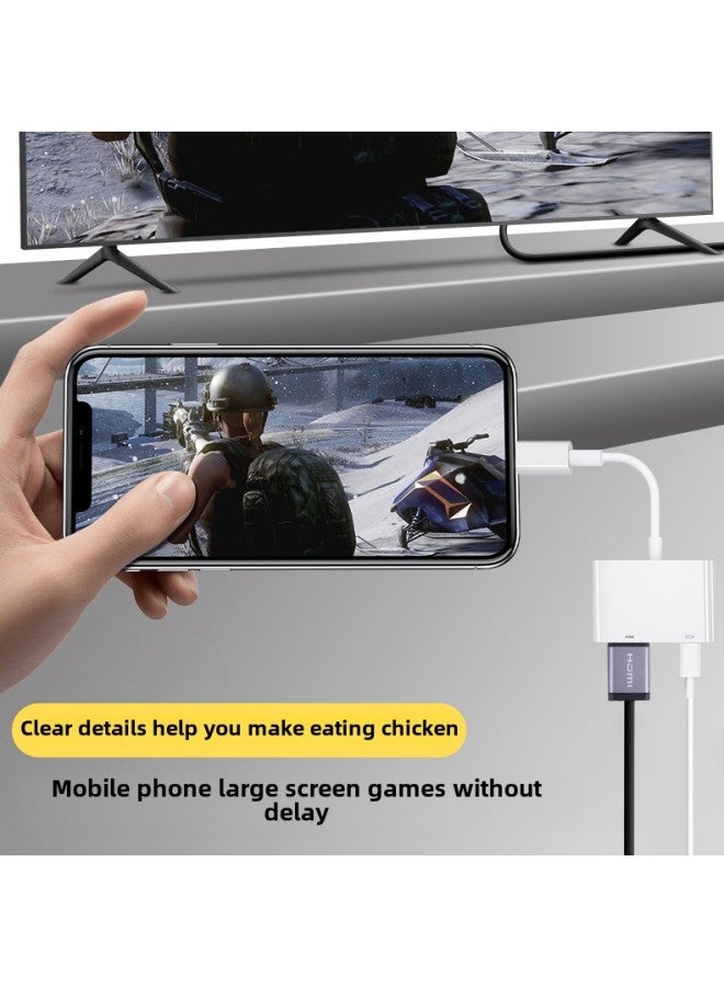 Suitable For Apple To HDMI Mobile Phone Same-screen Device Lighting Interface Projection Tv IPhone Hd Live Broadcast-Color: Apple (HDMI) Two-in-one Converter