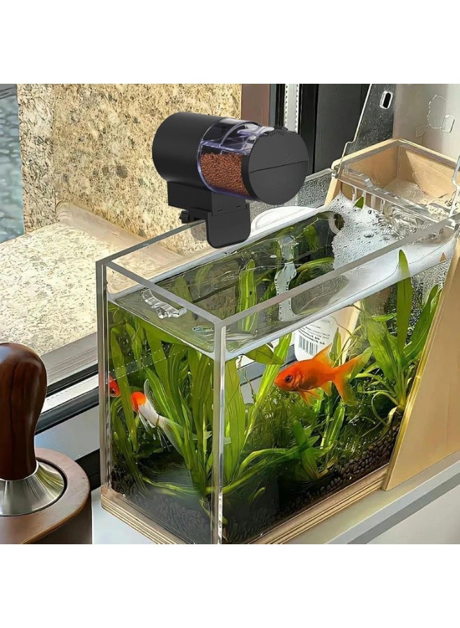 سيوسي Automatic Fish Feeder, Timed Food Dispenser, Moisture-Resistant Aquarium Feeder with Digital Display, Vacation Feeding Device for Freshwater Tanks, Outdoor Ponds, Betta, Shrimp Habitats (100ml) - Image 2