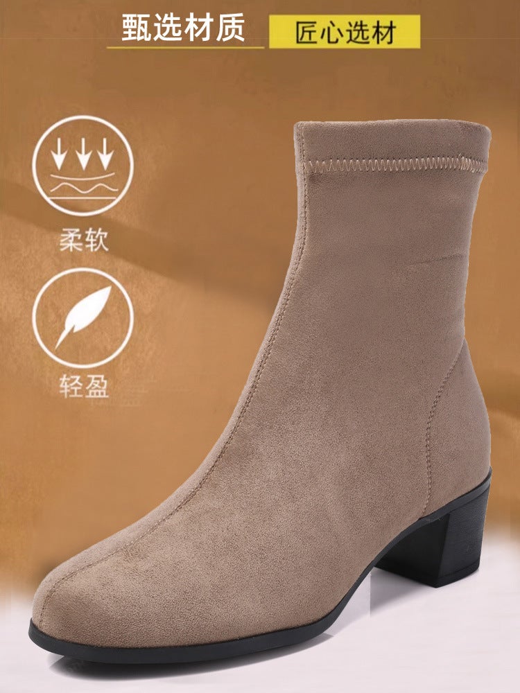 High Comfort Milk Velvet Ankle Boots Fleece-Lined Dance Shoes Square Dance Shoes High Heel Dance Boots Professional Comfortable Soft - Image 4