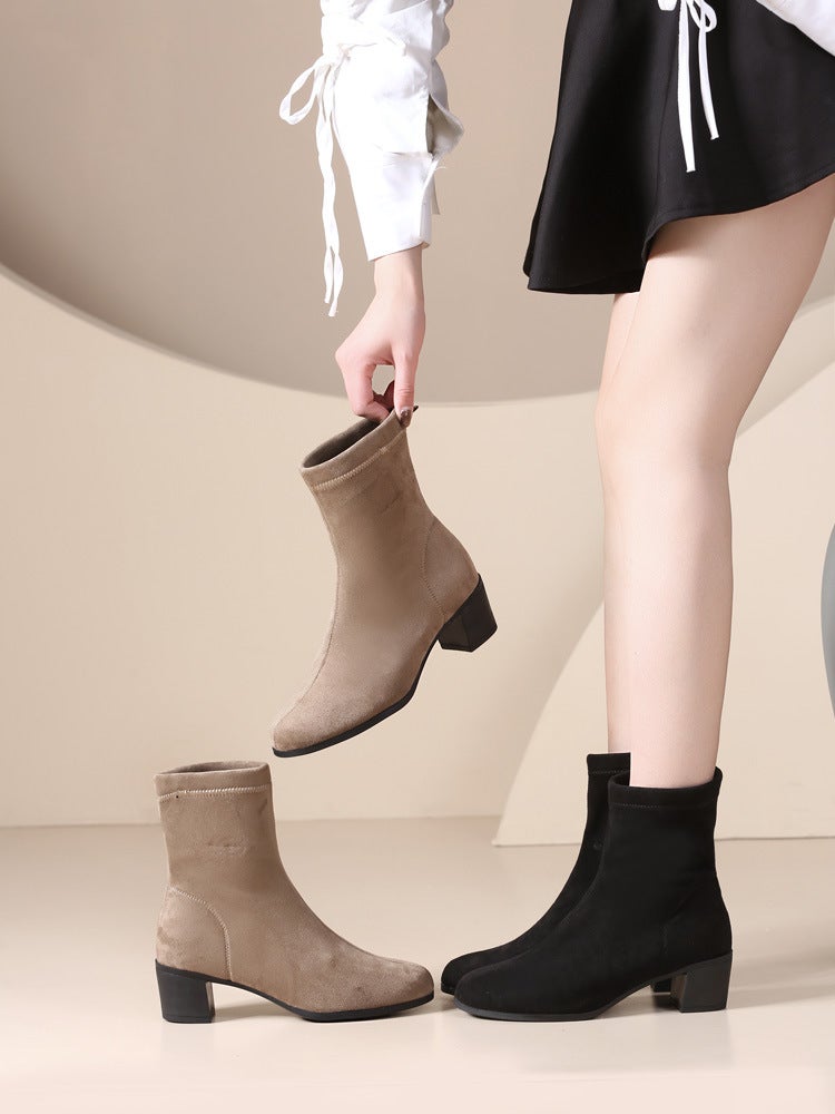 High Comfort Milk Velvet Ankle Boots Fleece-Lined Dance Shoes Square Dance Shoes High Heel Dance Boots Professional Comfortable Soft - Image 2