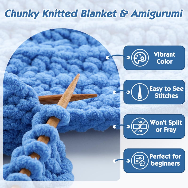 Lpalats Chunky Chenille Yarn for Crocheting - 1 Pack of 100g/3.5oz - #6 Super Bulky - Polyester - Baby Blanket Yarn for Crochet Amigurumi Blankets (1, Pure White) - Image 2