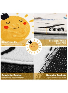 Hihonor Cartoon Round Kids Rug, Washable Nursery Rug,Soft Plush Educational Circle Rug,Non-Slip Solar System Alphabet Rug for Classroom playroom Bedroom Kids Room Decor（80*80cm)  - Image 4
