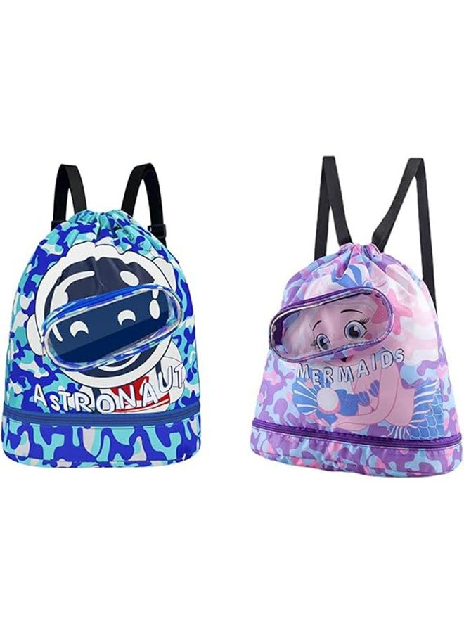 JCB CHIC حقيبة ظهر للسباحة للأطفال، حقيبة تخزين مقاومة للماء للفصل الجاف والرطب، حقيبة ظهر محمولة برباط لصالة الألعاب الرياضية والشاطئ وحمام السباحة - Image 1